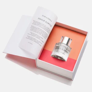 Custom insert for a book-shaped perfume packaging box