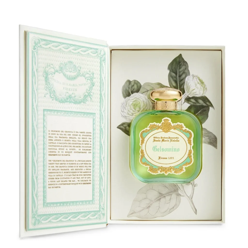 Book-shaped perfume box with hinged cover and custom insert