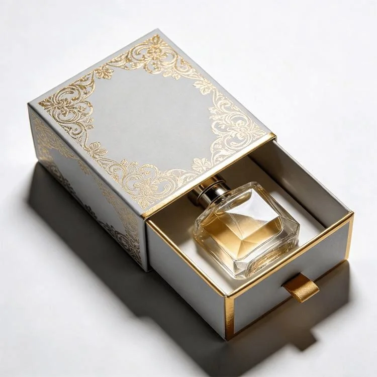 Drawer perfume packaging box with custom bottle insert